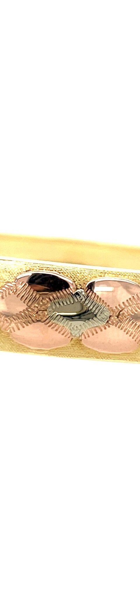 Vintage 14K Tricolor Gold Bangle with Engraving